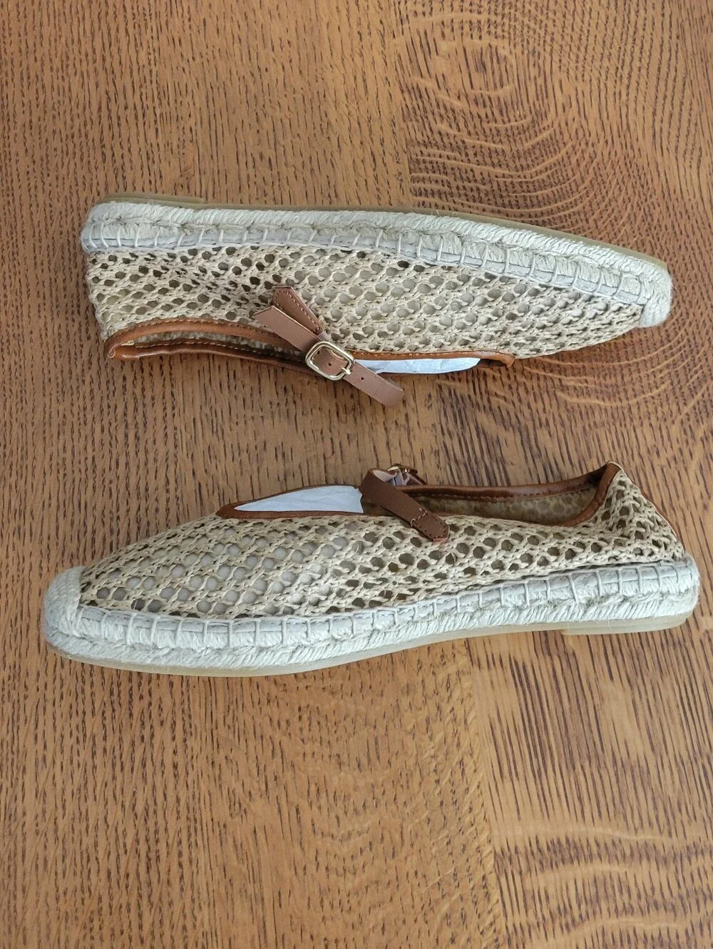 J. Crew Made-in-Spain woven Mary Jane Espadrille Flats - faux raffia - natural